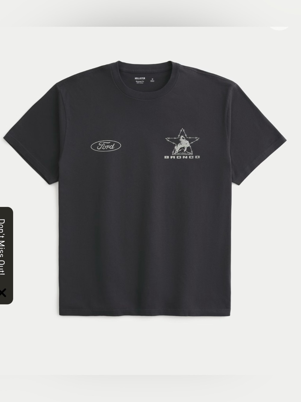 HOLLISTER Ford Bronco Graphic Tee In Black Boxy Fit Men’s Medium New